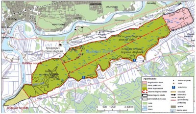 Dabas lieguma &quot;Babītes ezers&quot; funkcionālo zonu shēma